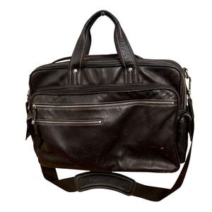 Longchamp Men’s Leather Briefcase Laptop Bag Brown